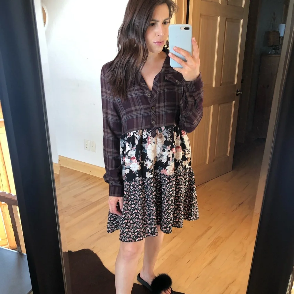 Flannel Shirt Dress - Picture 1 of 2